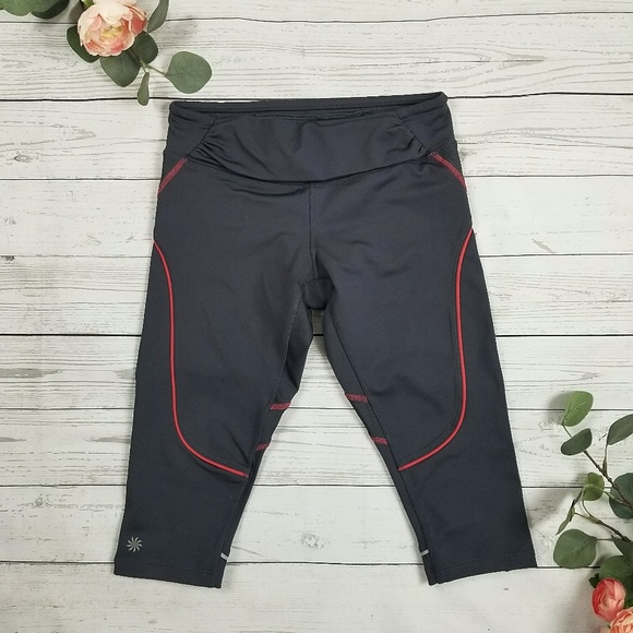 Athleta Cropped Grey Pink Leggings Active Wear Gym - Picture 1 of 6